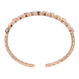 Suzanne Kalan 18ct Rose Gold Rainbow Sapphire & 0.18cttw Diamond Horizontal Bangle