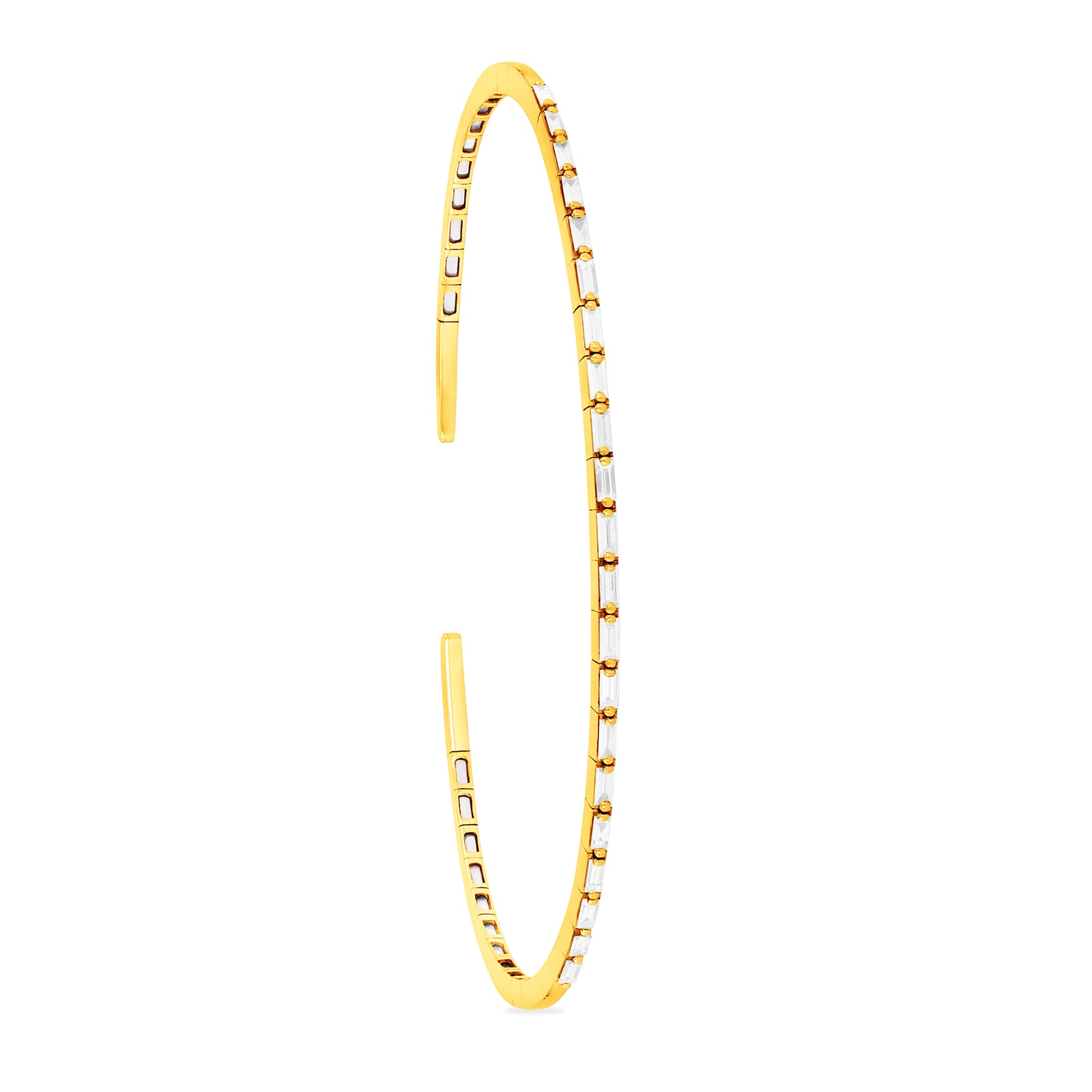 Suzanne Kalan 18ct Yellow Gold Thin Horizontal 0.60cttw Baguette Cut Bangle