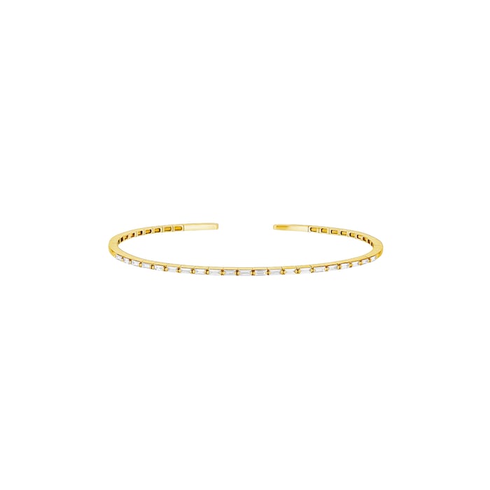 Suzanne Kalan 18ct Yellow Gold Thin Horizontal 0.60cttw Baguette Cut Bangle