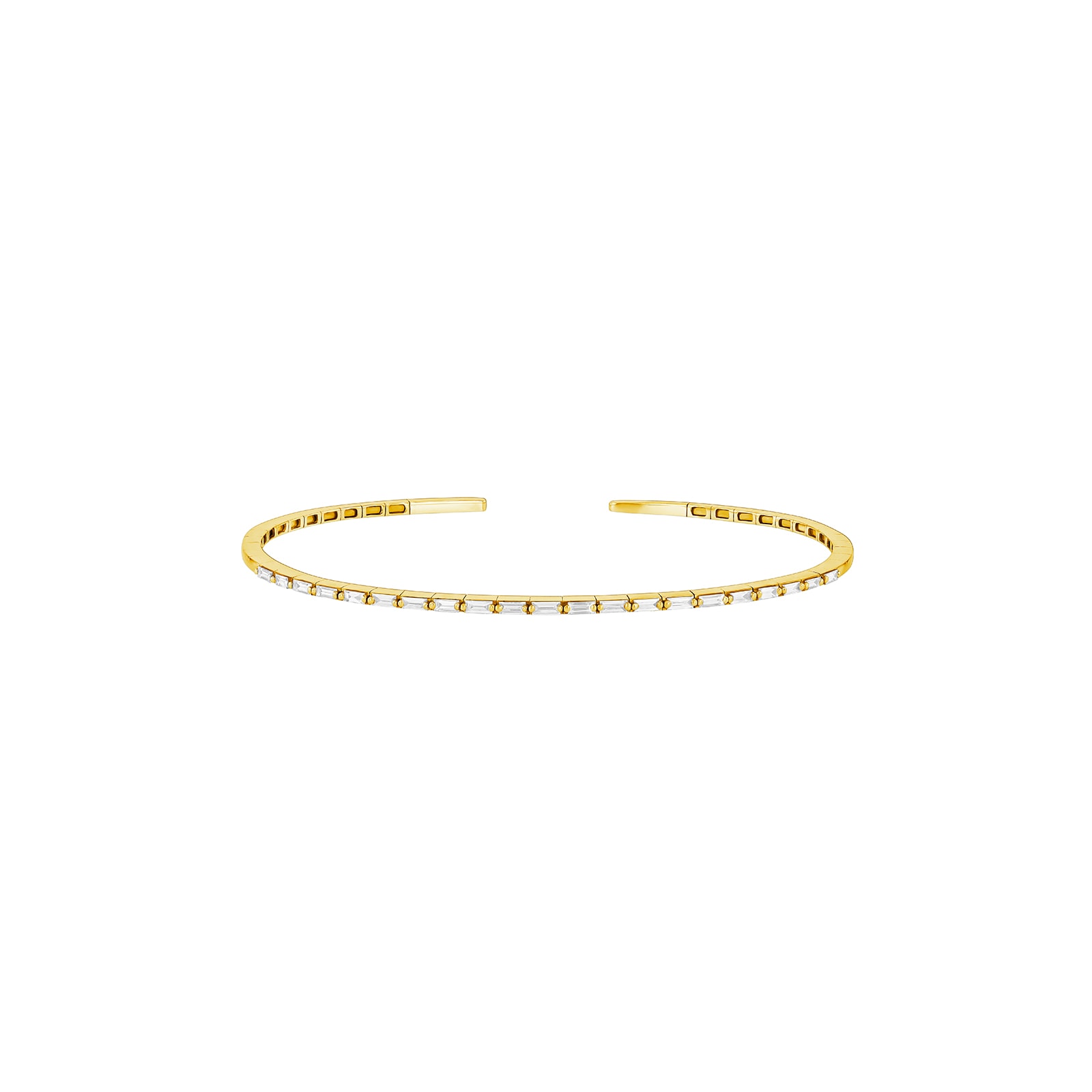 Suzanne Kalan 18ct Yellow Gold Thin Horizontal 0.60cttw Baguette Cut Bangle