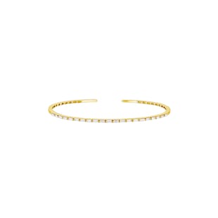 Suzanne Kalan 18ct Yellow Gold Thin Horizontal 0.60cttw Baguette Cut Bangle