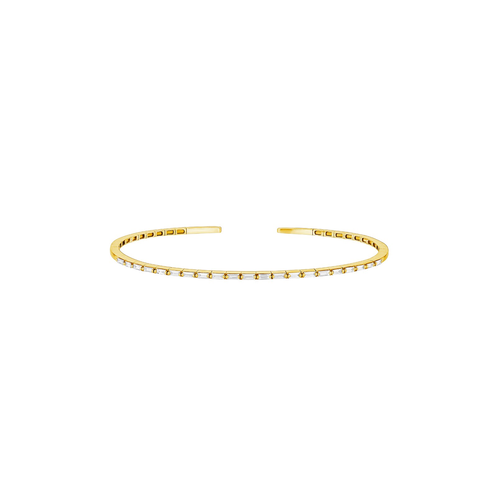 Suzanne Kalan 18ct Yellow Gold Thin Horizontal 0.60cttw Baguette Cut Bangle
