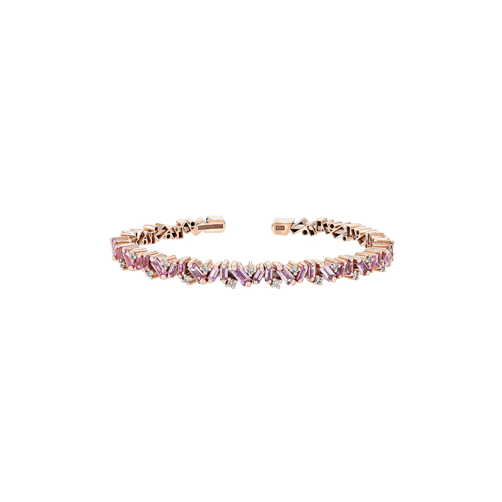 18ct Rose Gold Pink Sapphire & 0.30cttw Diamond Frenzy Bangle