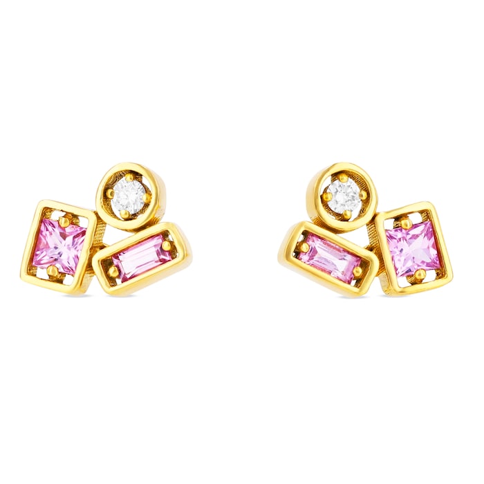 Suzanne Kalan 18ct Yellow Gold Sapphire & 0.05cttw Diamond Stud Earrings