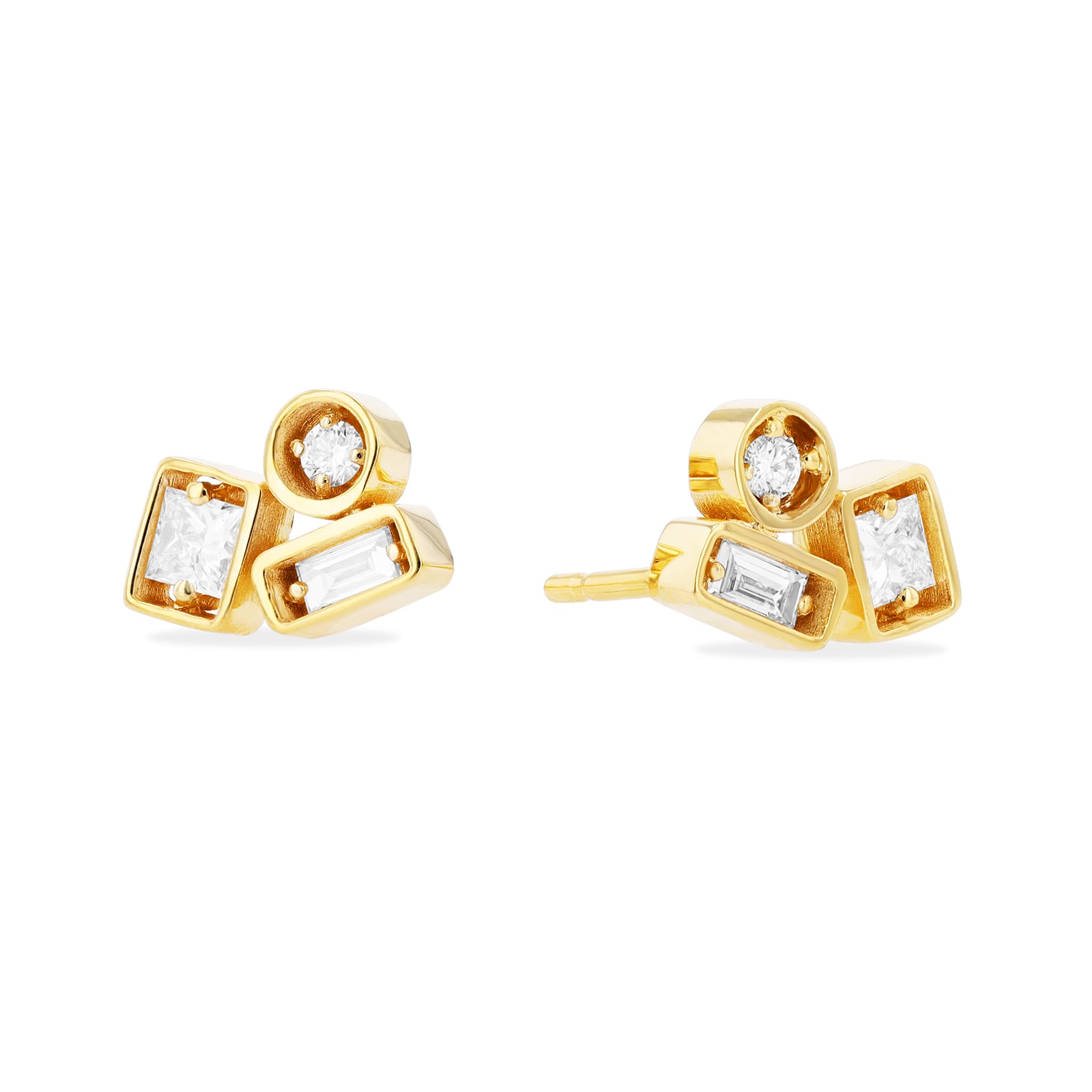 Suzanne Kalan 18ct Yellow Gold 0.35cttw Mixed Cut Stud Earrings Suzanne Kalan 18ct Yellow Gold 0.35cttw Mixed Cut Stud Earrings