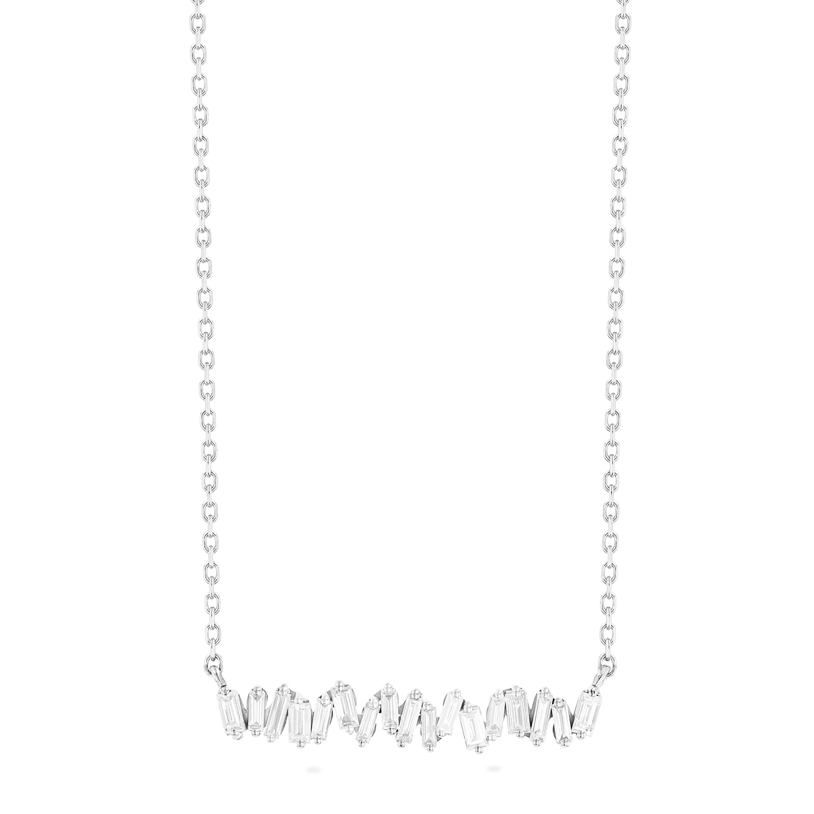 18ct White Gold Classic Firework 0.30cttw Diamond Bar Necklace