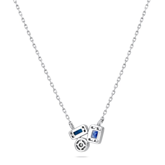 Suzanne Kalan 18ct White Gold Adalene Dark Blue Sapphire & 0.04cttw Diamond Necklace