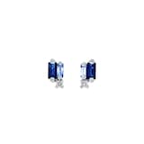 Suzanne Kalan 18ct White Gold Layered Blue Sapphire & 0.04cttw Diamond Stud Earrings