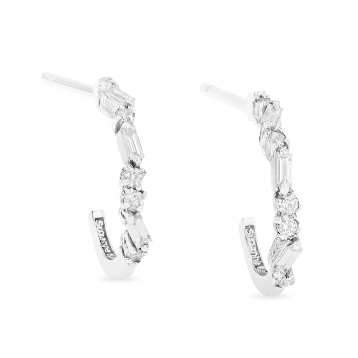 Suzanne Kalan 18ct White Gold Essential 0.14cttw Diamond 12mm Hoop Earrings