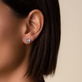 Suzanne Kalan 18ct White Gold Adalene Dark Blue Sapphire & 0.05cttw Diamond Stud Earrings