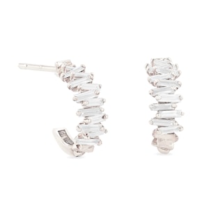 Suzanne Kalan 18ct White Gold Mini Zig Zag 0.46cttw Diamond Hoop Earrings
