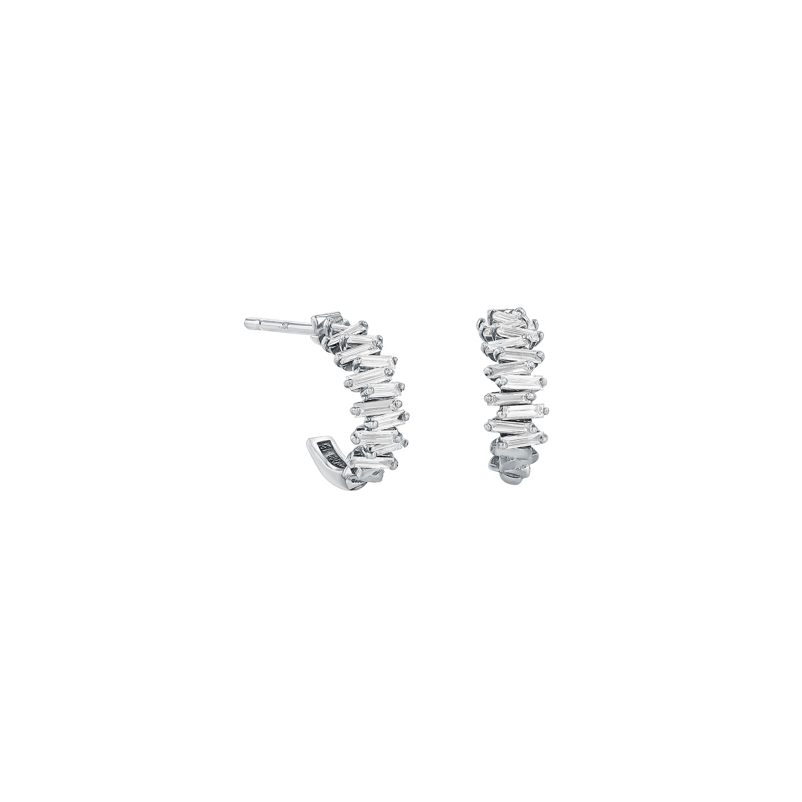 Suzanne Kalan 18ct White Gold Mini Zig Zag 0.46cttw Diamond Hoop Earrings Suzanne Kalan 18ct White Gold Mini Zig Zag 0.46cttw Diamond Hoop Earrings