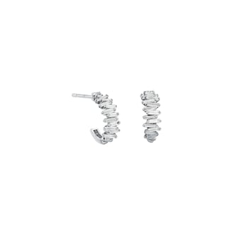 Suzanne Kalan 18ct White Gold Mini Zig Zag 0.46cttw Diamond Hoop Earrings