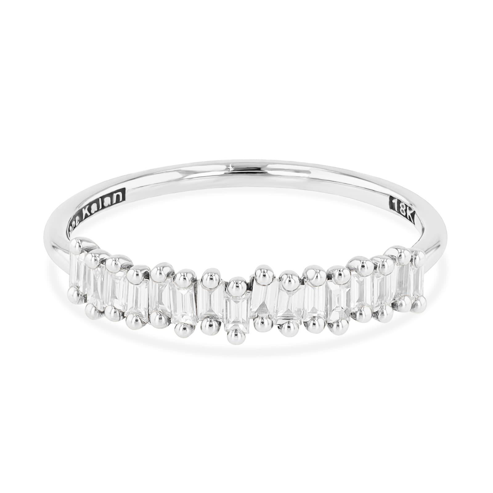 18ct White Gold Fireworks Collection Classic Stacker Ring - Ring Size N