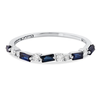 Suzanne Kalan 18ct White Gold Dark Blue Sapphire & 0.14cttw Diamond Half Ring