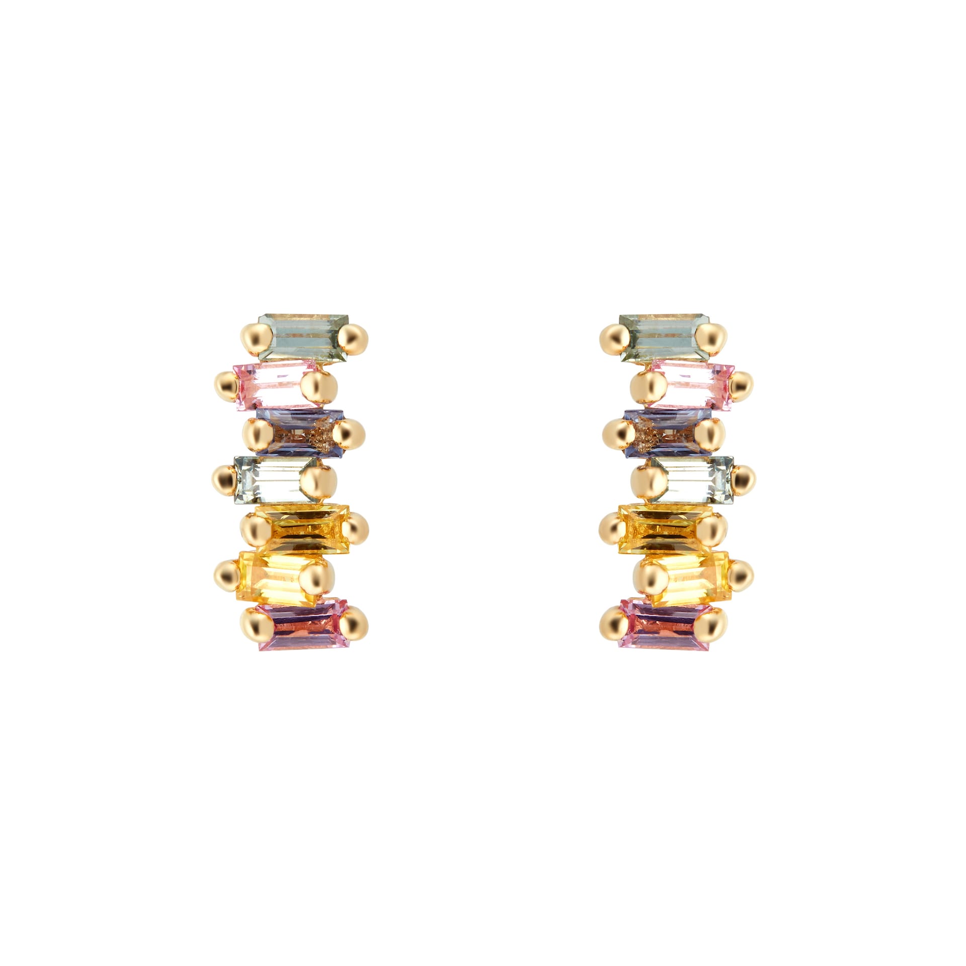 Suzanne Kalan Zoe 18ct Yellow Gold Pastel Sapphire Stud Earrings