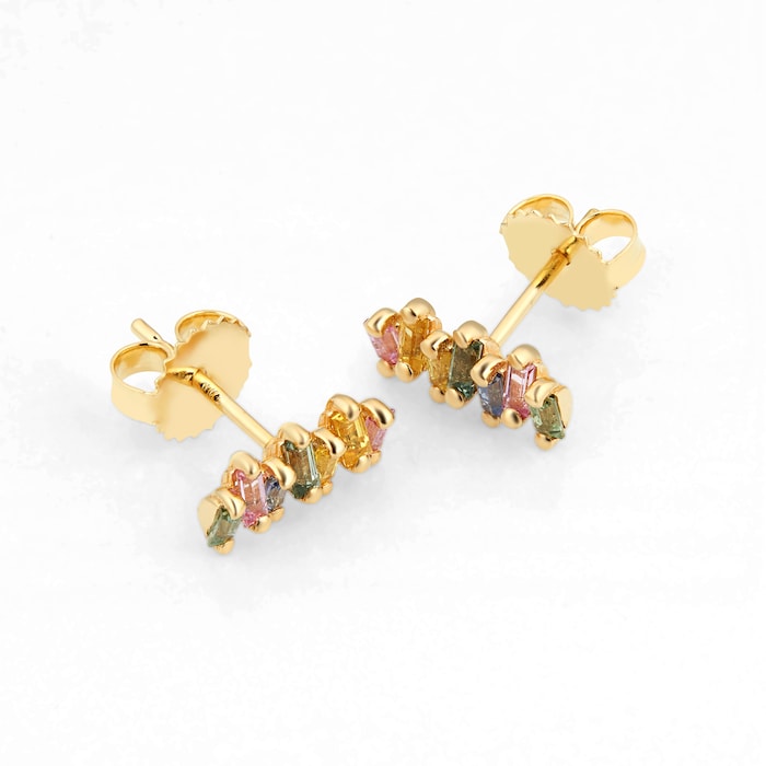 Suzanne Kalan Zoe 18ct Yellow Gold Pastel Sapphire Stud Earrings