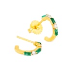 Suzanne Kalan 18ct Yellow Gold Emerald 0.15cttw Diamond Thin Mix 12mm Hoop Earrings