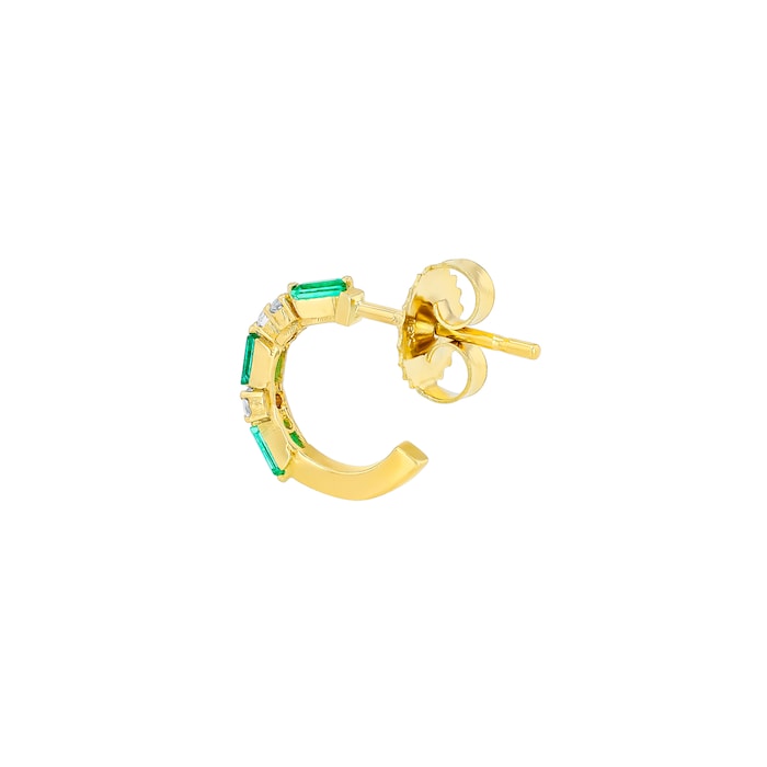 Suzanne Kalan 18ct Yellow Gold Emerald 0.15cttw Diamond Thin Mix 12mm Hoop Earrings