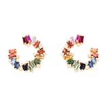 Suzanne Kalan Isla 18ct Yellow Gold Rainbow Sapphire & 0.26cttw Diamond Hoop Earrings