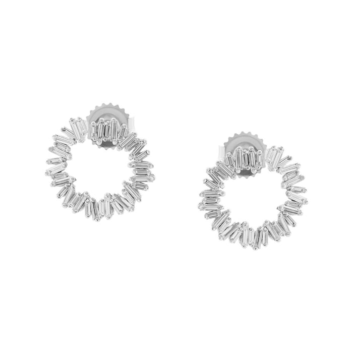 Suzanne Kalan Classic Spiral 18ct White Gold 16mm Hoop 0.87cttw Diamond Earrings