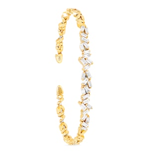 Suzanne Kalan Classic Fireworks Zigzag 18ct Yellow Gold 1.20cttw Diamond Bangle