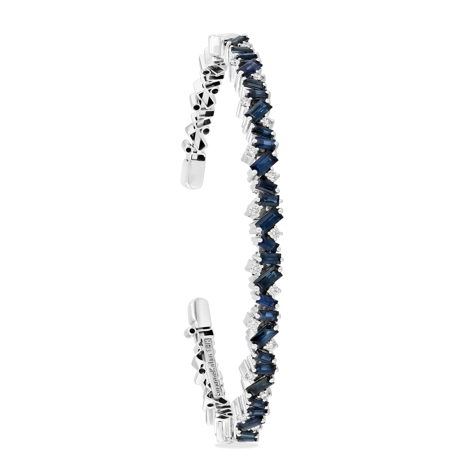 Suzanne Kalan 18ct White Gold Dark Blue Sapphire & 0.30cttw Diamond Frenzy Bangle Suzanne Kalan 18ct White Gold Dark Blue Sapphire & 0.30cttw Diamond Frenzy Bangle