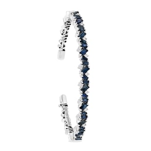 Suzanne Kalan 18ct White Gold Dark Blue Sapphire & 0.30cttw Diamond Frenzy Bangle
