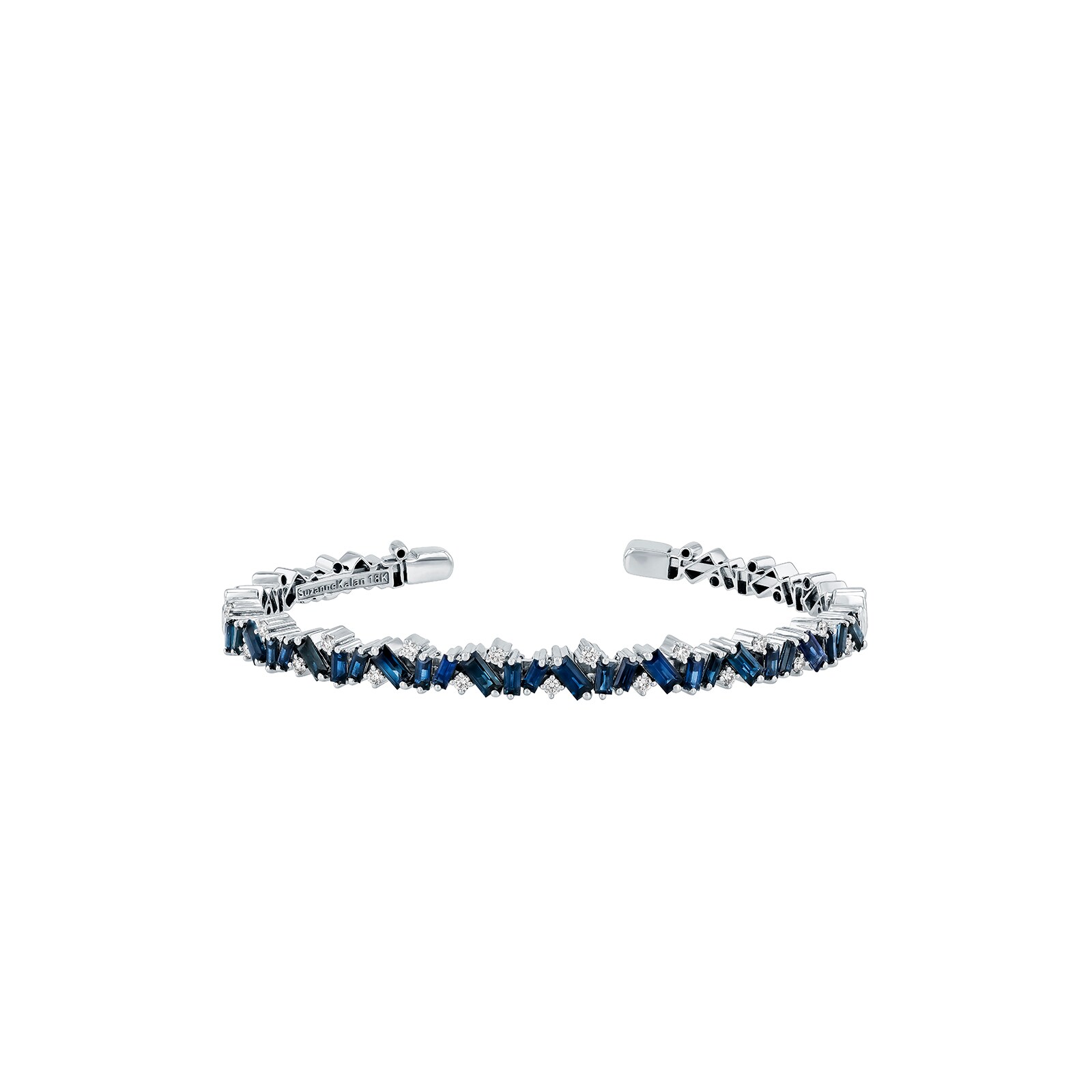 Suzanne Kalan 18ct White Gold Dark Blue Sapphire & 0.30cttw Diamond Frenzy Bangle Suzanne Kalan 18ct White Gold Dark Blue Sapphire & 0.30cttw Diamond Frenzy Bangle