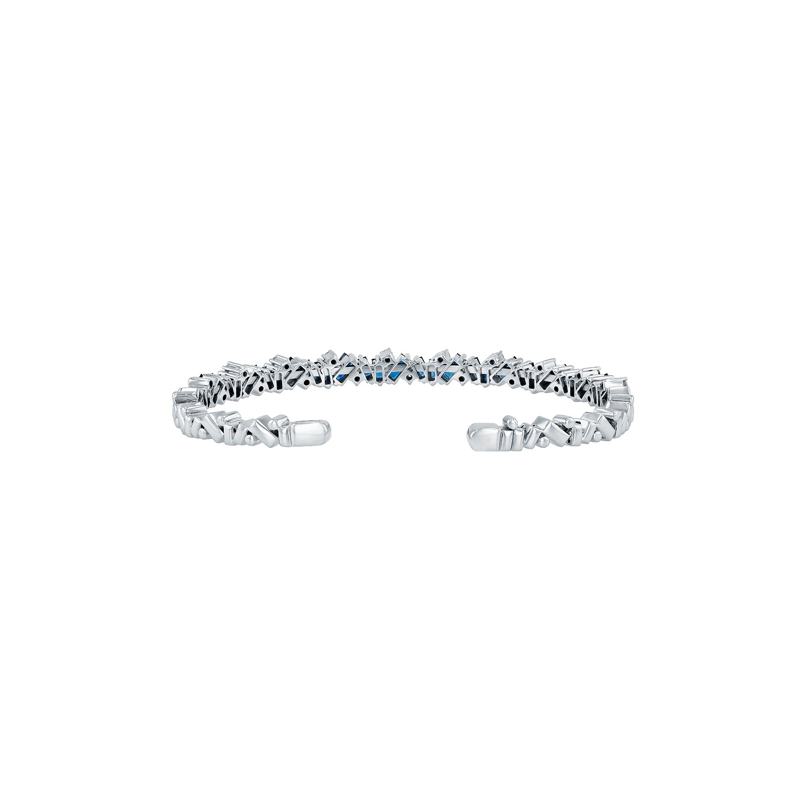 Suzanne Kalan 18ct White Gold Dark Blue Sapphire & 0.30cttw Diamond Frenzy Bangle Suzanne Kalan 18ct White Gold Dark Blue Sapphire & 0.30cttw Diamond Frenzy Bangle