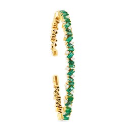 37370220 - 18ct Yellow Gold Emerald 0.30cttw Diamond Frenzy Bangle