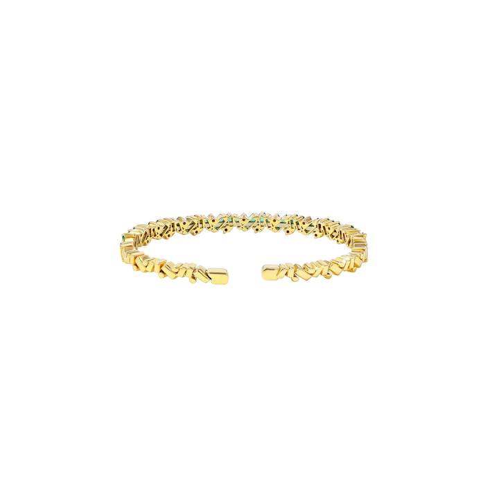 Suzanne Kalan 18ct Yellow Gold Emerald 0.30cttw Diamond Frenzy Bangle