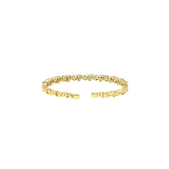 Suzanne Kalan 18ct Yellow Gold Emerald 0.30cttw Diamond Frenzy Bangle