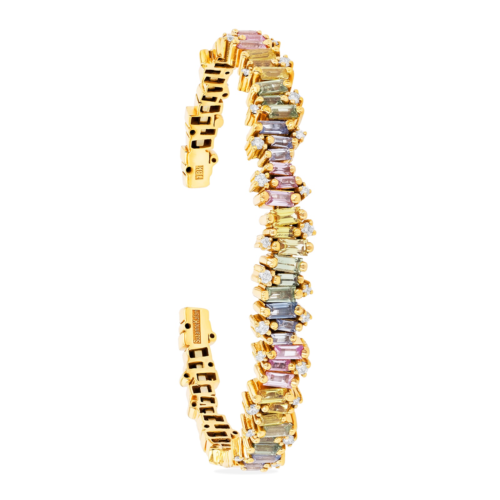 Suzanne Kalan 18ct Yellow Gold Sophia Pastel Sapphire & 0.42cttw Diamond Bangle Suzanne Kalan 18ct Yellow Gold Sophia Pastel Sapphire & 0.42cttw Diamond Bangle