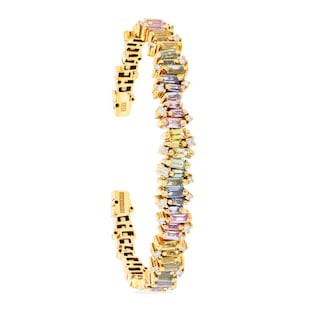 Suzanne Kalan 18ct Yellow Gold Sophia Pastel Sapphire & 0.42cttw Diamond Bangle