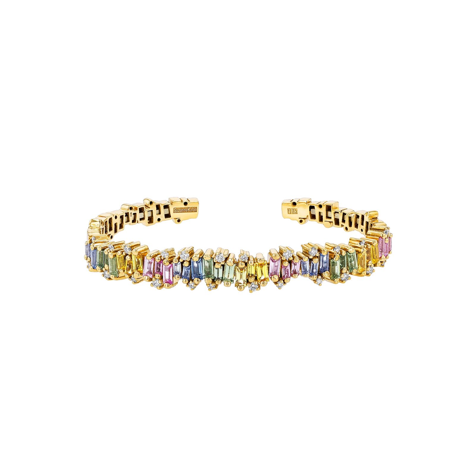 Suzanne Kalan 18ct Yellow Gold Sophia Pastel Sapphire & 0.42cttw Diamond Bangle Suzanne Kalan 18ct Yellow Gold Sophia Pastel Sapphire & 0.42cttw Diamond Bangle