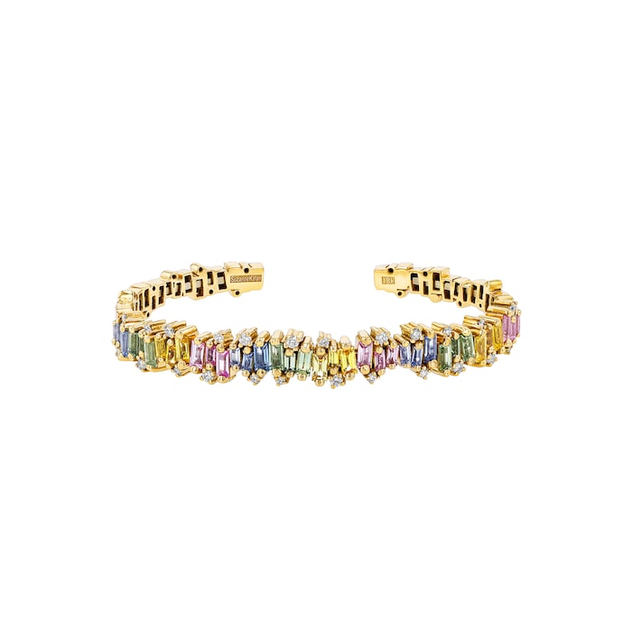 Suzanne Kalan 18ct Yellow Gold Sophia Pastel Sapphire & 0.42cttw Diamond Bangle