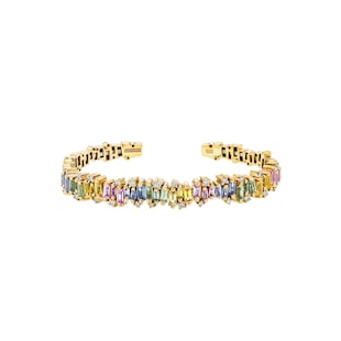 Suzanne Kalan 18ct Yellow Gold Sophia Pastel Sapphire & 0.42cttw Diamond Bangle
