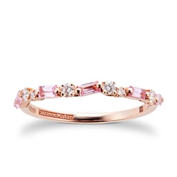 37370225 - 18ct Rose Gold Rainbow Sapphire & 0.14cttw Diamond Barbwire Ring