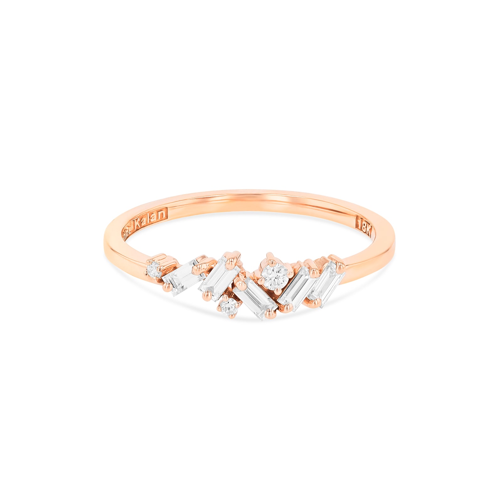 Suzanne Kalan 18ct Rose Gold Round & Emerald Cut 0.31ct Diamond Thin Eternity Ring