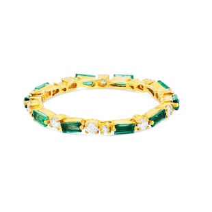 Suzanne Kalan 18ct Yellow Gold Emerald& 0.30cttw Diamond Thin Mix Eternity Ring