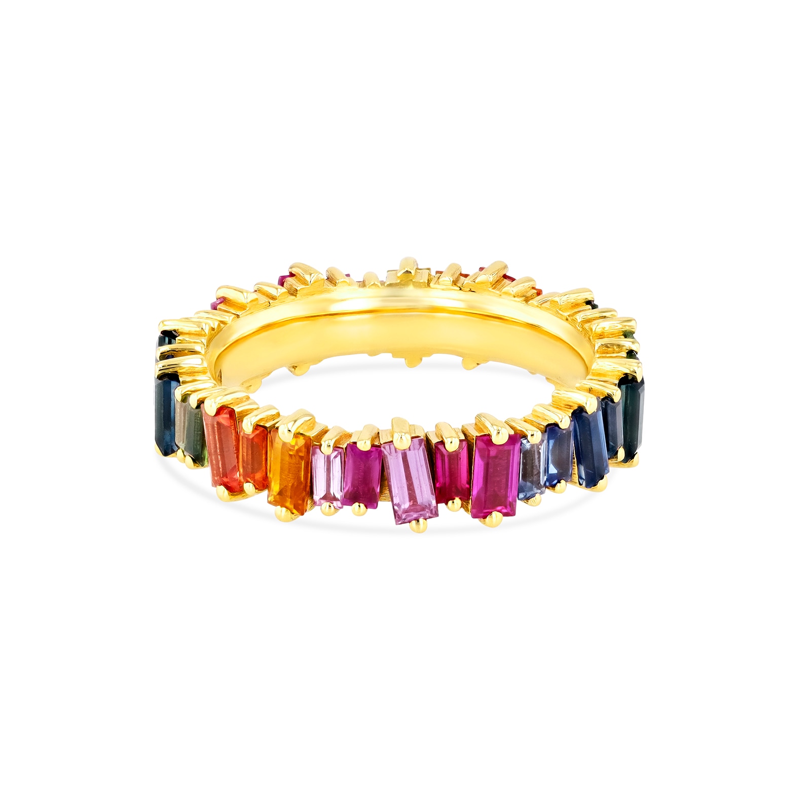 18ct Yellow Gold Rainbow Classic Eternity Ring - Ring Size N