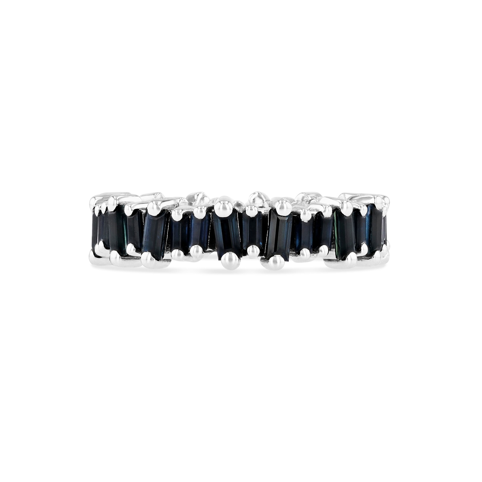 18ct White Gold Dark Blue Sapphire Eternity Ring - Ring Size L