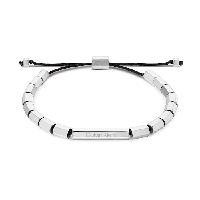 Calvin Klein Mens Cord Beaded Latch Bracelet