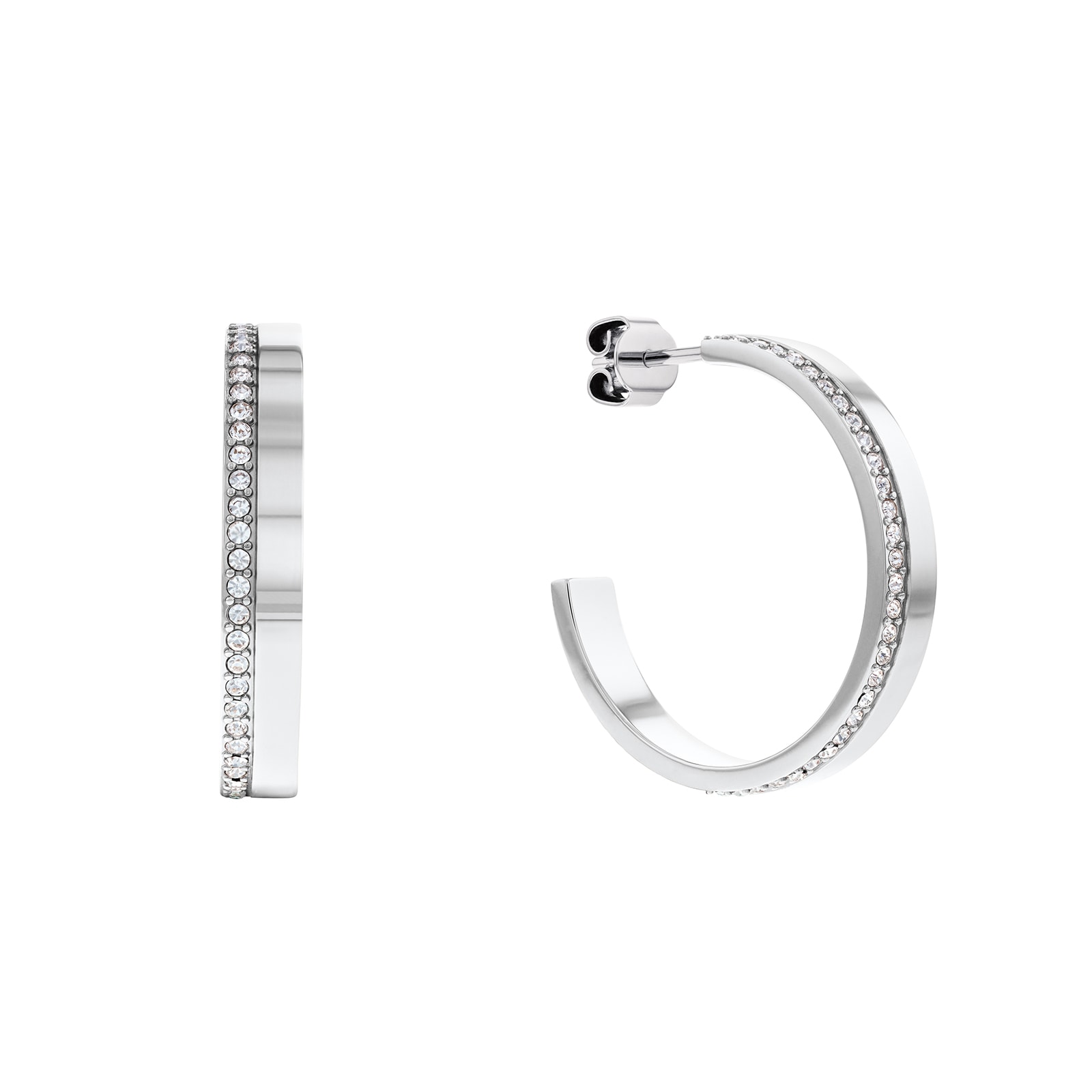 Calvin Klein Ladies Stainless Steel Crystal Hoop Earrings | Goldsmiths