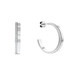 37380422 - Ladies Stainless Steel Crystal Hoop Earrings
