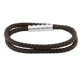 Calvin Klein Mens Double Wrap Brown Leather Braid Bracelet
