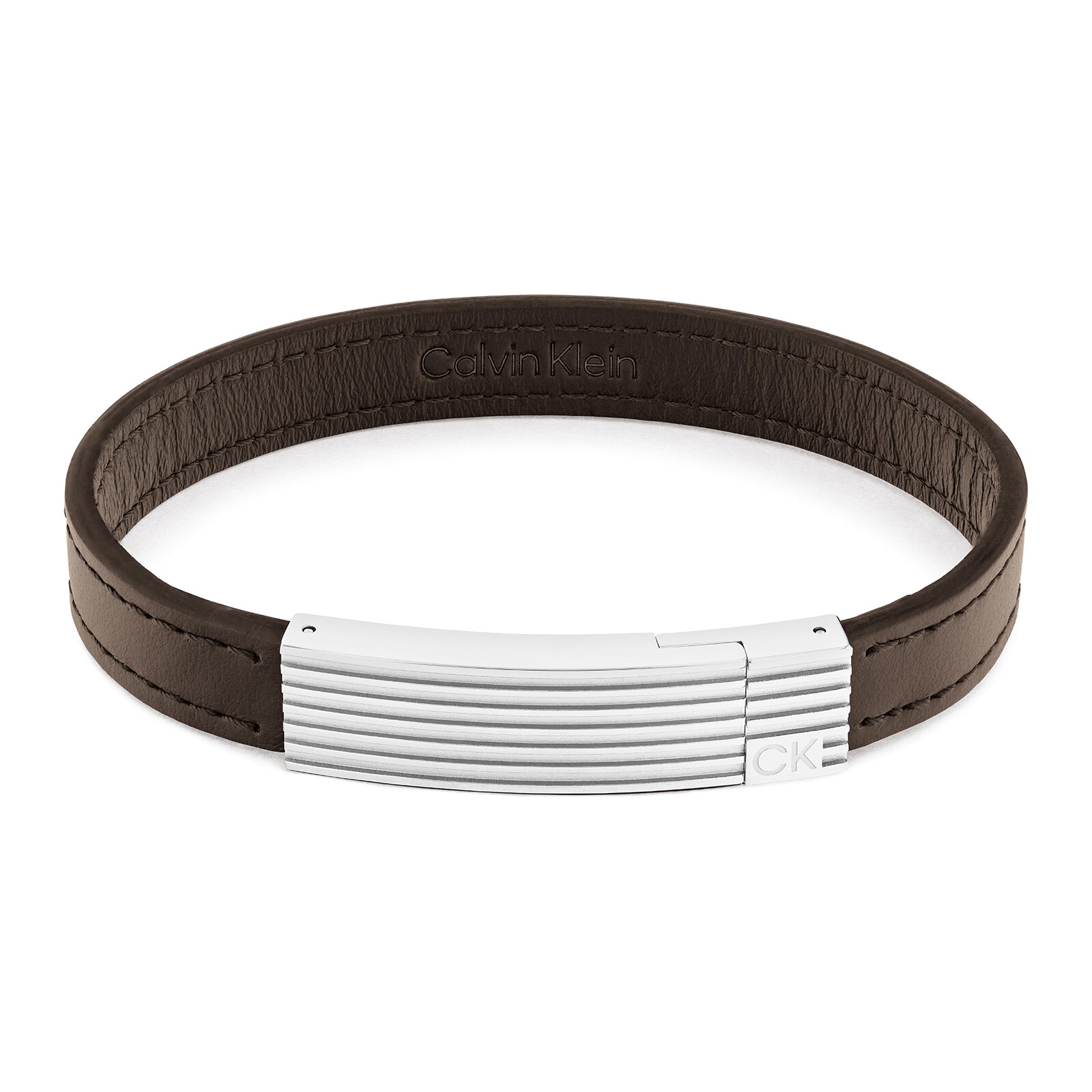 Calvin Klein Mens Brown Leather Circuit Bracelet