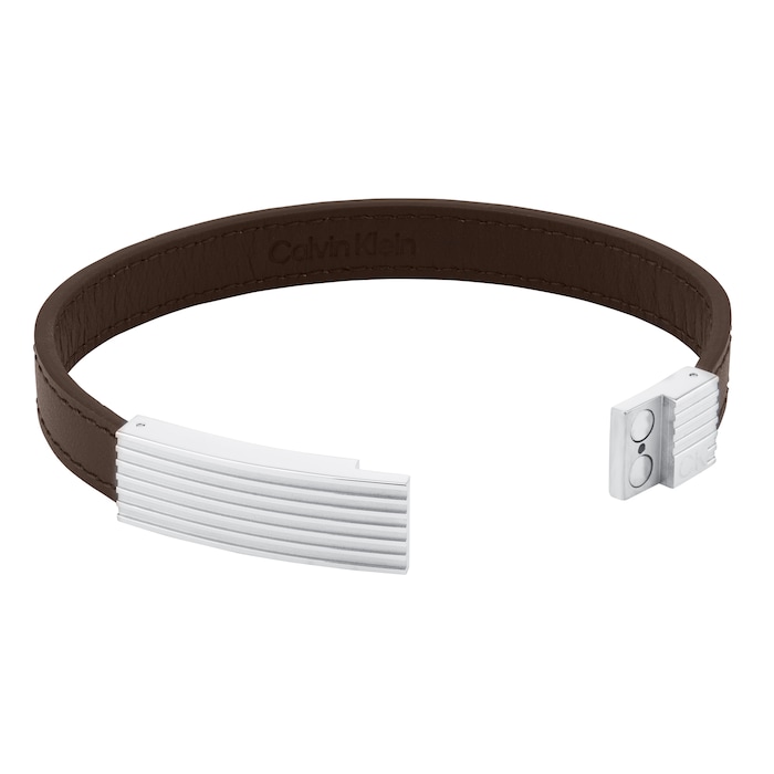 Calvin Klein Mens Brown Leather Circuit Bracelet