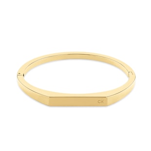 Calvin Klein Ladies Yellow Gold Coloured Hinged Bar Bangle